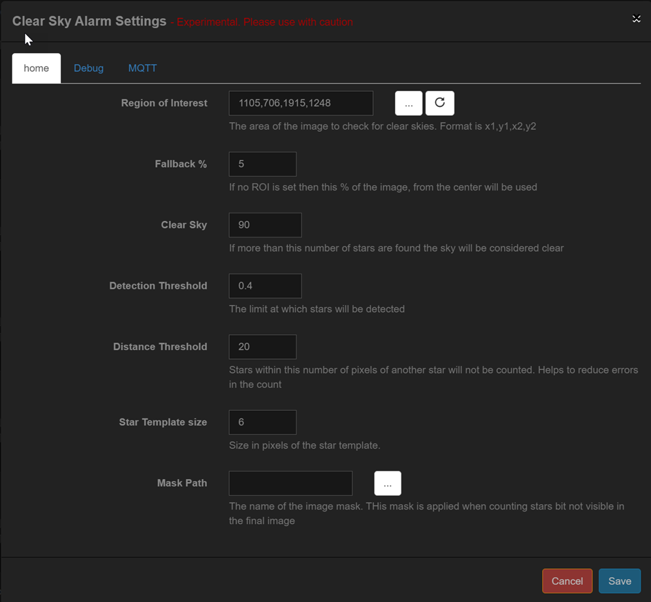 Clearksy Settings