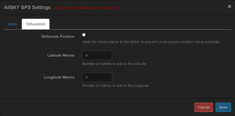 GPS Obfuscation Settings
